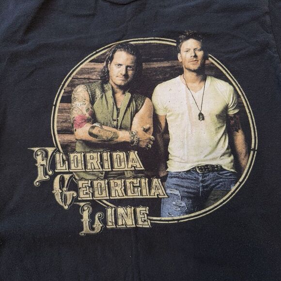 Florida Georgia Line 2014 Tour Concert Photo T-Shirt Short Sleeve Black Graphic - Picture 2 of 10